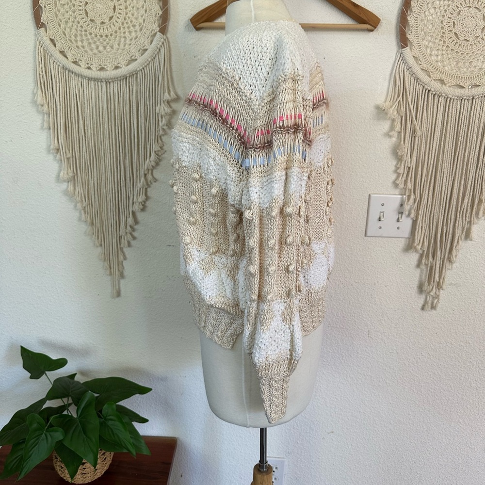 Handmade in Ireland Alpaca Cream and White Women's Cardigan Medium - Picture 4 of 10